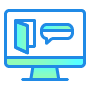 Ícono de gestión de clientes y finanzas en pantalla de PC